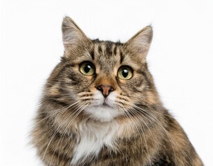 majestic crossbreed siberian cat against white background