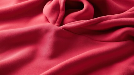Close-up of a soft red hoodie with a smooth texture.
