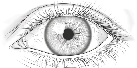 Fototapeta premium A sketch of a detailed human eye, isolated on a white background