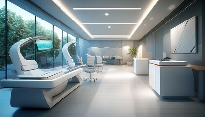 Fototapeta premium modern eye clinic interior a minimalist perspective generative ai