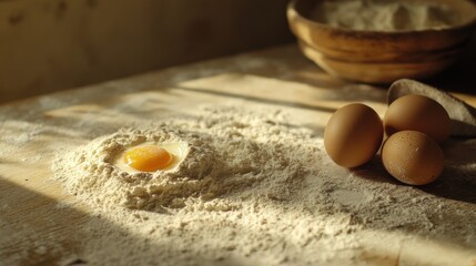 Egg and Flour on Table