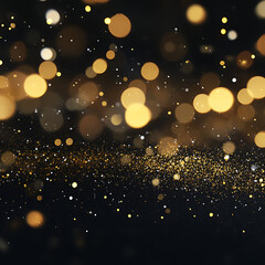 Soft Glowing Bokeh Effect with Shimmering Particles on Dark Background for Festive and Elegant Designs in Celebratory Contexts