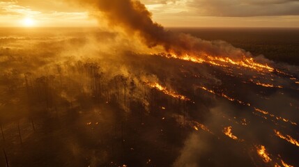 Forest Fire at Sunset