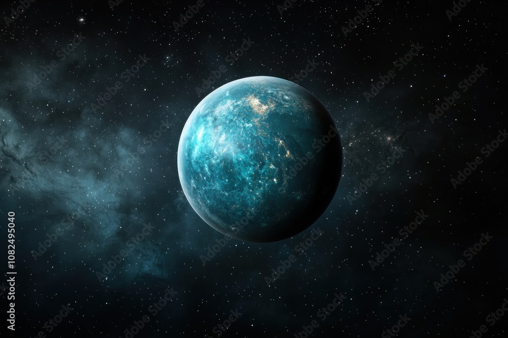 Poster exploring a distant planet outer space digital art cosmic environment isolated viewpoint sci-fi conc