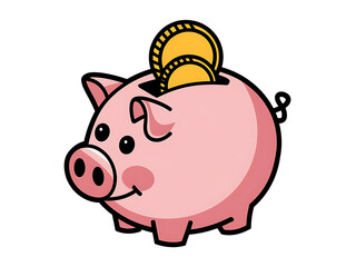 Clip art of A cute piggy bank with a coin slot.
