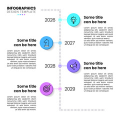 Infographic template. Vertical line with years and 4 steps