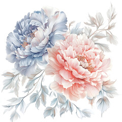 modern 2D doodle cartoon flower concept with open space for text, featuring whimsical floral and leafy elements on crisp white backgrounds.
