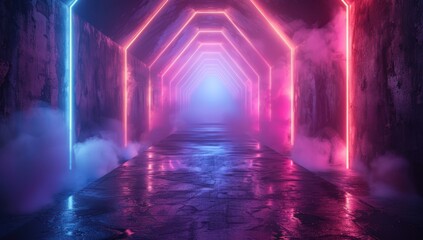 Fototapeta premium Neon Lights Tunnel