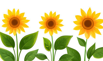 modern 2D doodle cartoon flower concept with open space for text, featuring whimsical floral and leafy elements on crisp white backgrounds.