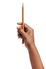 Hand Holding Pencil Upward isolated on white or transparent background, png clipart, design element