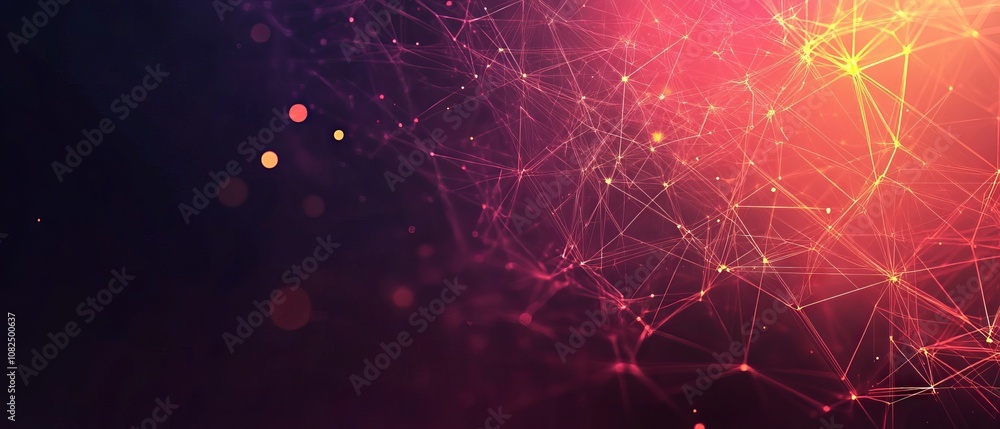 Poster Professional science and technology presentation template with dynamic plexus style background for business, educational, and corporate slides
