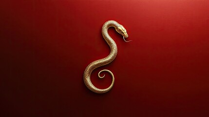 Fototapeta premium A minimalist red background with a subtle golden snake motif, evoking the elegance and symbolism of the 2025 Year of the Snake