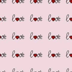 Small Love on Pink Background Seamless Pattern Design