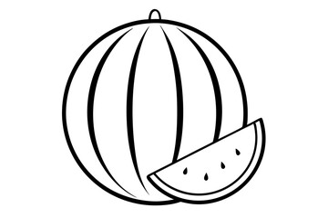 Watermelon Icon and Clipart Silhouette on White Background