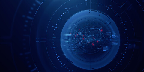 2d illustration Abstract futuristic electronic circuit technology background