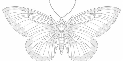 Fototapeta premium A sketch of a beautiful butterfly in flight, isolated on a white background