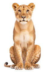 Fototapeta premium Majestic Lioness Portrait Photography isolated on white or transparent background, png clipart, design element
