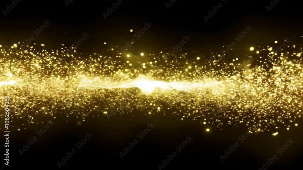 Poster shimmering golden light effect with sparkling particles creating magical atmosphere for festive back