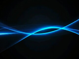 Attract Blue Line Movement, Abstract Wave Line, Light Technology Background, Copy Space.
