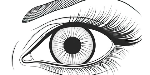 Obraz premium A sketch of a detailed human eye, isolated on a white background