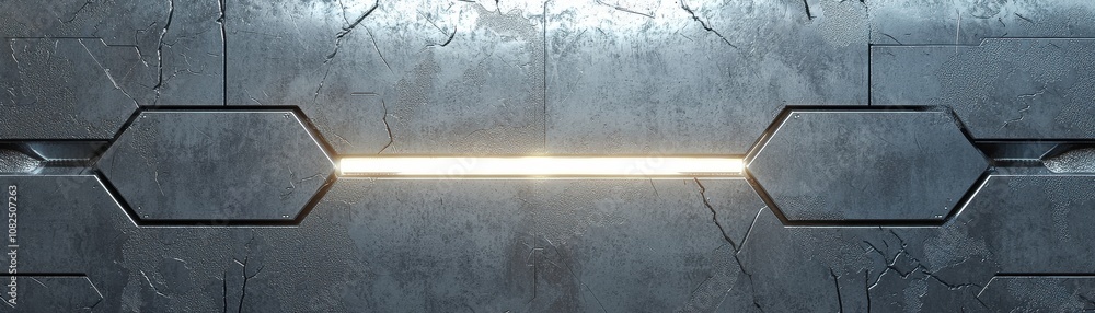Poster innovative ai technology transforming image to video metallic hexagonal wall with cracks futuristic 