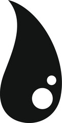 Black drop with bubbles falling down, clean water or oil icon, simple style