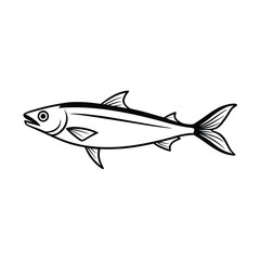 sardine fish design, labeled line art vector silhouette illustration.