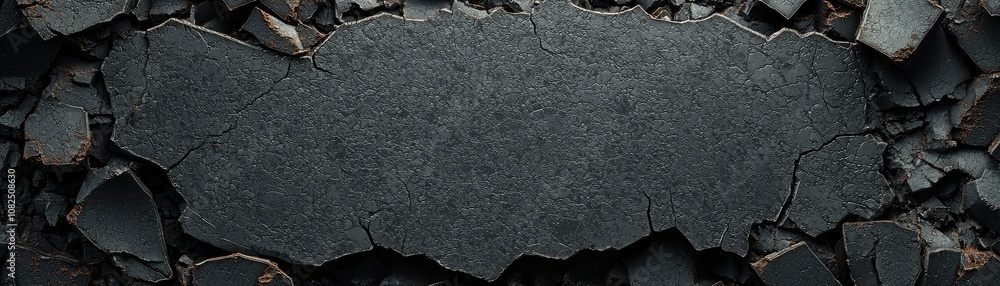 Poster exploring the dynamics of broken carbon fiber texture high-gloss black surface digital media abstrac