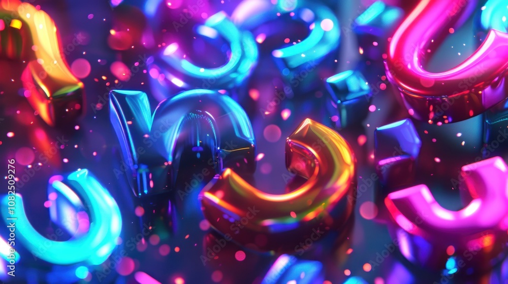 Poster abstract background with colorful glossy letters.