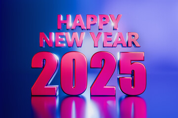 Bold Happy New Year 2025 Text Against Gradient Background