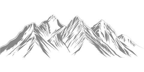 Drawing of a serene mountain landscape sea sand with trees