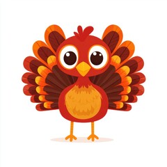 Fototapeta premium Cute cartoon character of turkey. Thanksgiving holiday celebration.