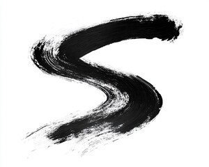 Black brushstroke on white background, artistic and modern design element.