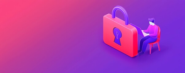 Data Breach in Progress, A concept showing sensitive data flowing out of an unlocked system while a hacker works in the background.