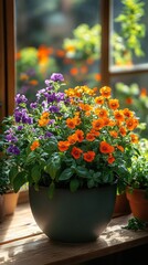 A vibrant display of colorful flowers.