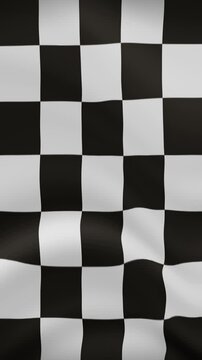 Racing Checkered Waving Flag in Vertical Orientation. Realistic Flag Animation. Seamless Loop Background.