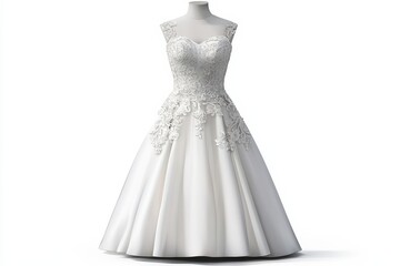 Elegant bridal gown featuring intricate lace details, perfect for weddings and formal events. Captivating and timeless design.