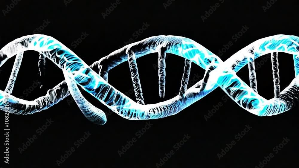 Poster exploring glowing double helix structure of dna vibrant journey into genetics, molecular biology, an