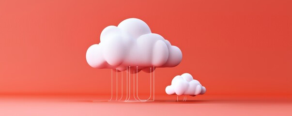 Cloud Computing Synergy, A vibrant cloud surrounded by flowing connections representing collaboration and data sharing.