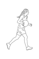 Girl with ball, run away, basketball