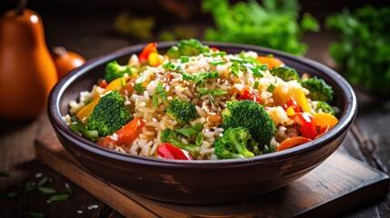 Brown Rice Bowl with Colorful Vegetables