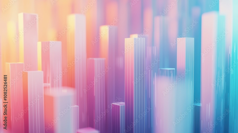 Poster futuristic data landscape featuring floating 3d bar charts illuminated with vibrant colors, ideal fo