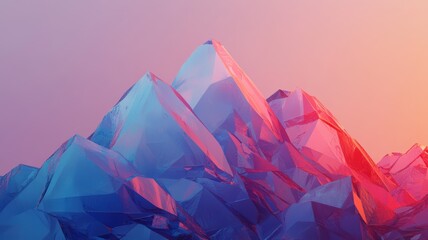 Abstract Digital Mountain Landscape with Geometric Structures and Connected Nodes Featuring Vibrant Colors and High-Resolution Details for Creative Projects