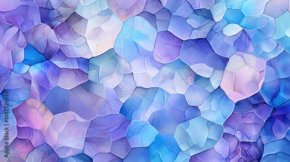 Aufkleber abstract virtual landscape featuring interlocking hexagonal patterns in soft pastel shades of blue, 