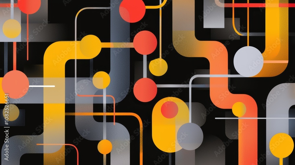 Poster abstract transparent layers of circuitry with neon accents creating a dynamic and colorful backgroun