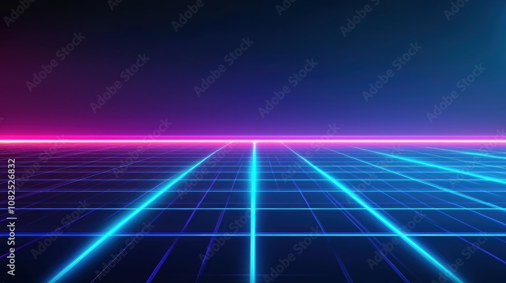 Aufkleber dynamic angular grid with electric lines in intense neon colors, capturing a futuristic aesthetic pe