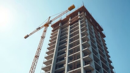 Fototapeta premium Apartment building under construction, High-rise building under construction,