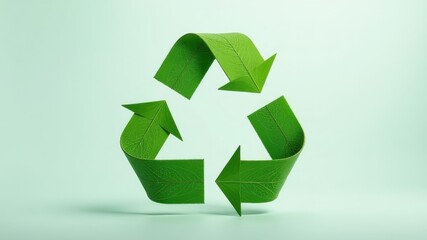 Obraz premium recycling symbol levitates in the air promoting the preservation of the environment and nature in the world on a light background