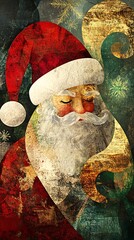 Festive santa claus portrait holiday season digital artwork colorful background close-up view christmas spirit