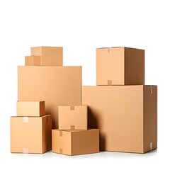 cardboard boxes on white background